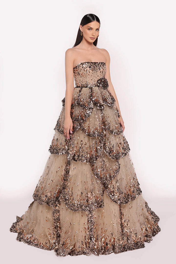 Tarek Ediz, Beaded Gown With Ruffles | Esposa