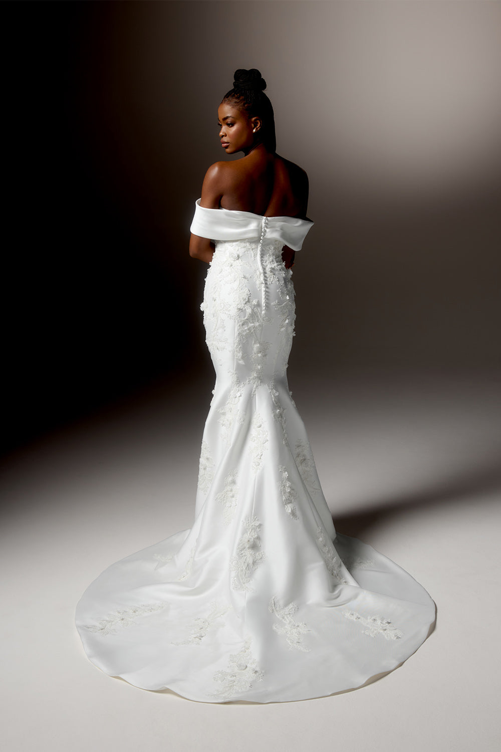 Justin Alexander, Bold Draped Off-the-Shoulder Mermaid Gown | Esposa