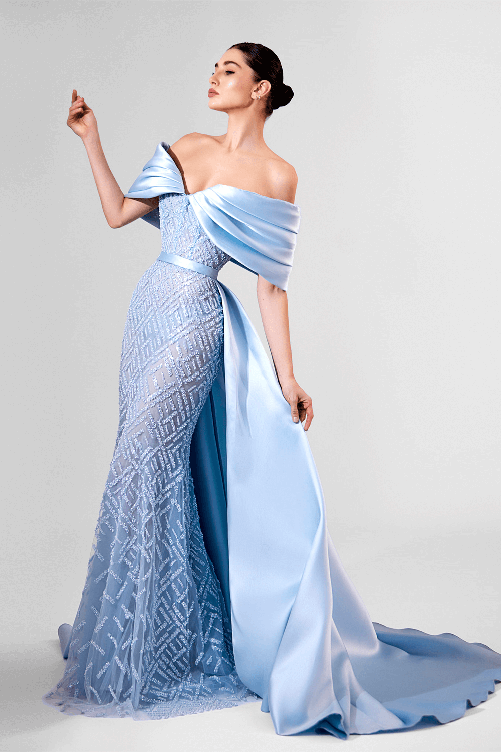 Bilal El Dana, Embroidered Satin Gown