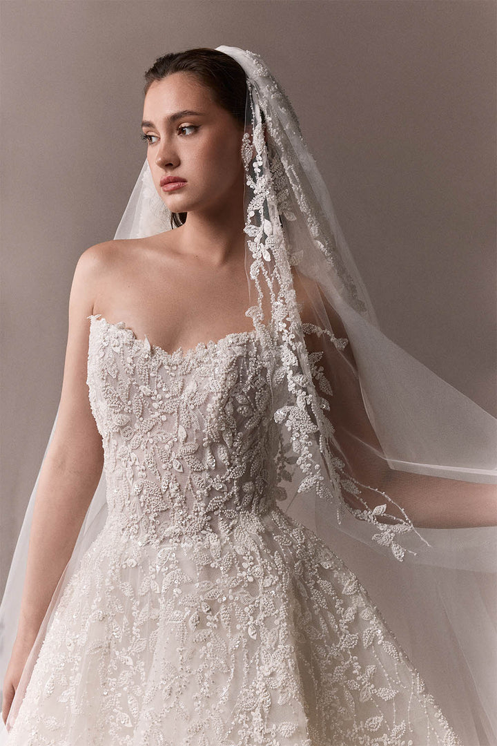Plume by Kristie, Aiden, Graceful Embroidered Ball Gown | Esposa