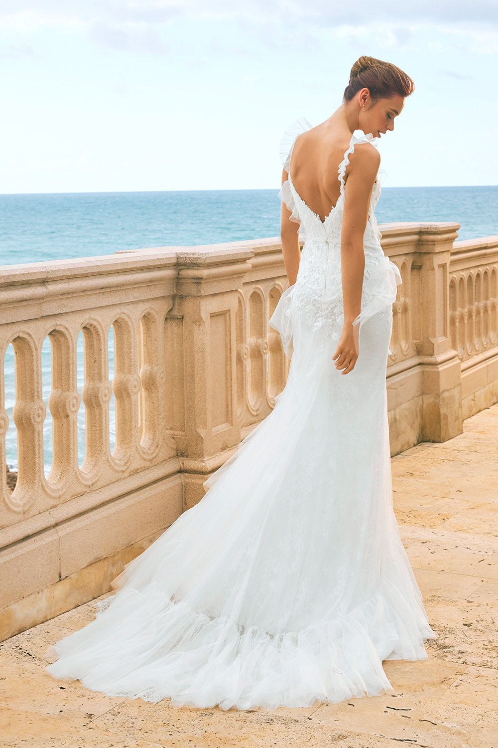 Marchesa, Ailsa, Sheer Cape Overlay Gown | Esposa