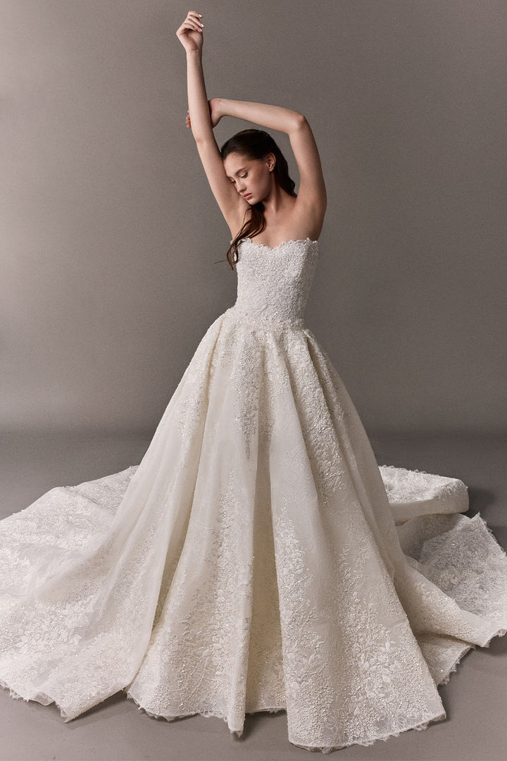 Plume by Kristie, Almond, Refined Embroidered Straight Gown | Esposa
