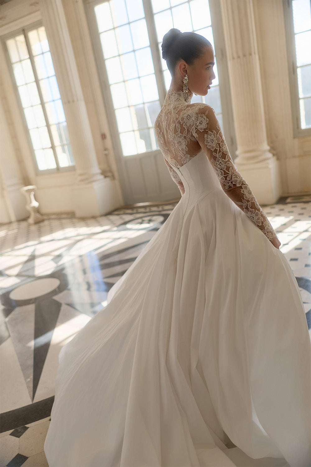 Wona Concept, Aster, Architectural Lace-Sleeve Ball Gown | Esposa