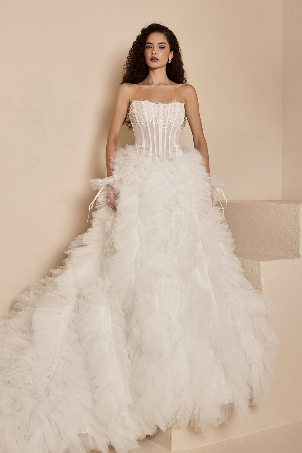 Blush, Ruffled Tulle Gown | Esposa