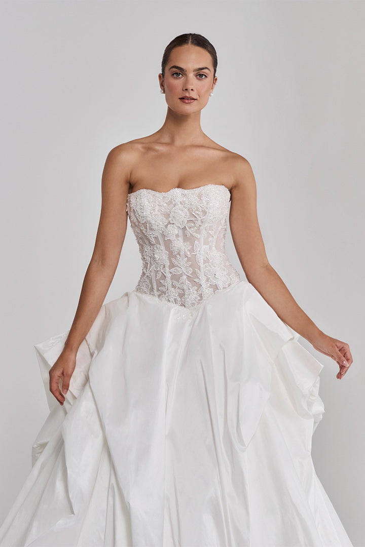 Calla Blanche, Graceful Lace Corset Ballgown Dress | Esposa