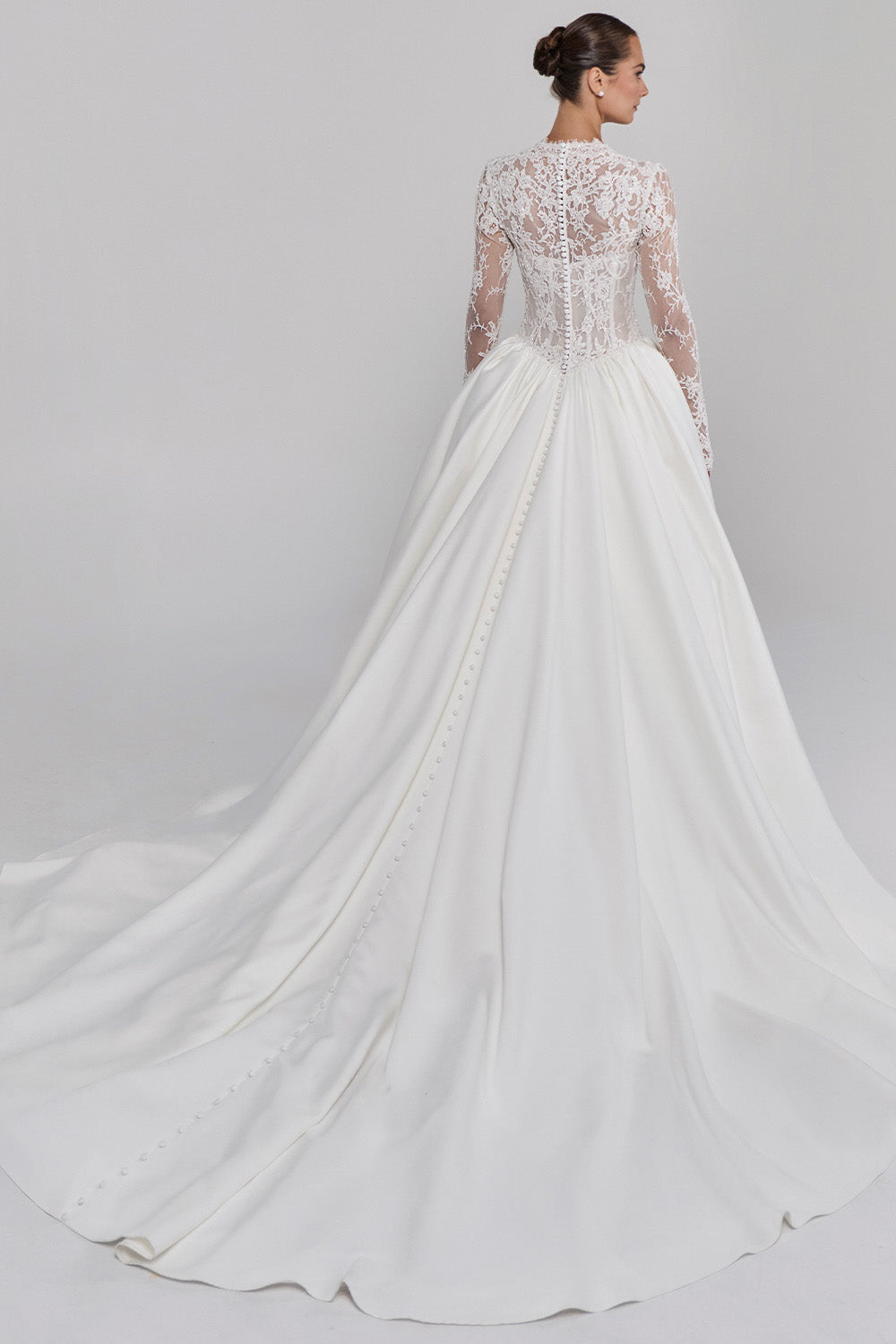 Calla Blanche, Lace Sleeve Corset Ballgown Dress | Esposa