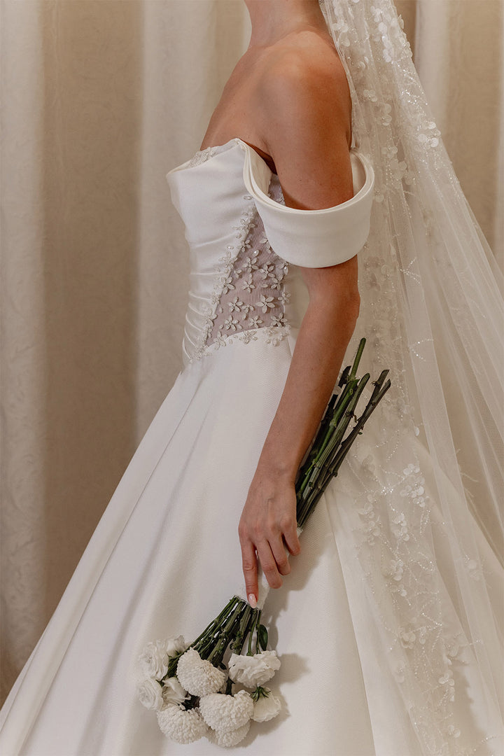 Lilac, Timeless Satin A-Line Gown | Esposa