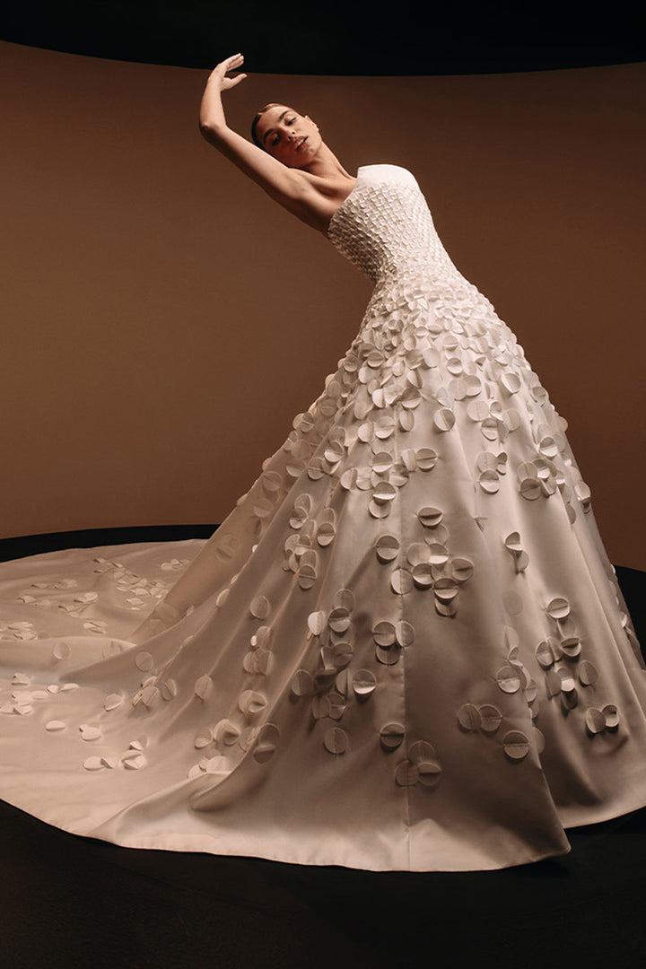 Kristie Romanos, Barbara, Dimensional Petal A-Line Gown | Esposa