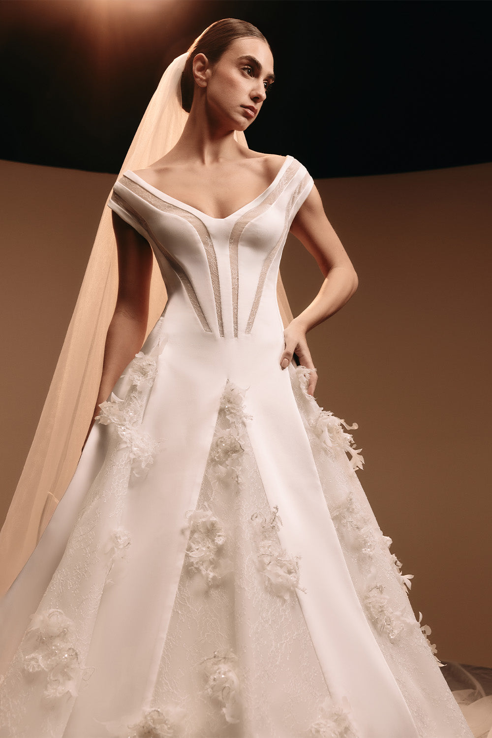 Kristie Romanos, Beatrice, Structured Floral A-Line Gown | Esposa