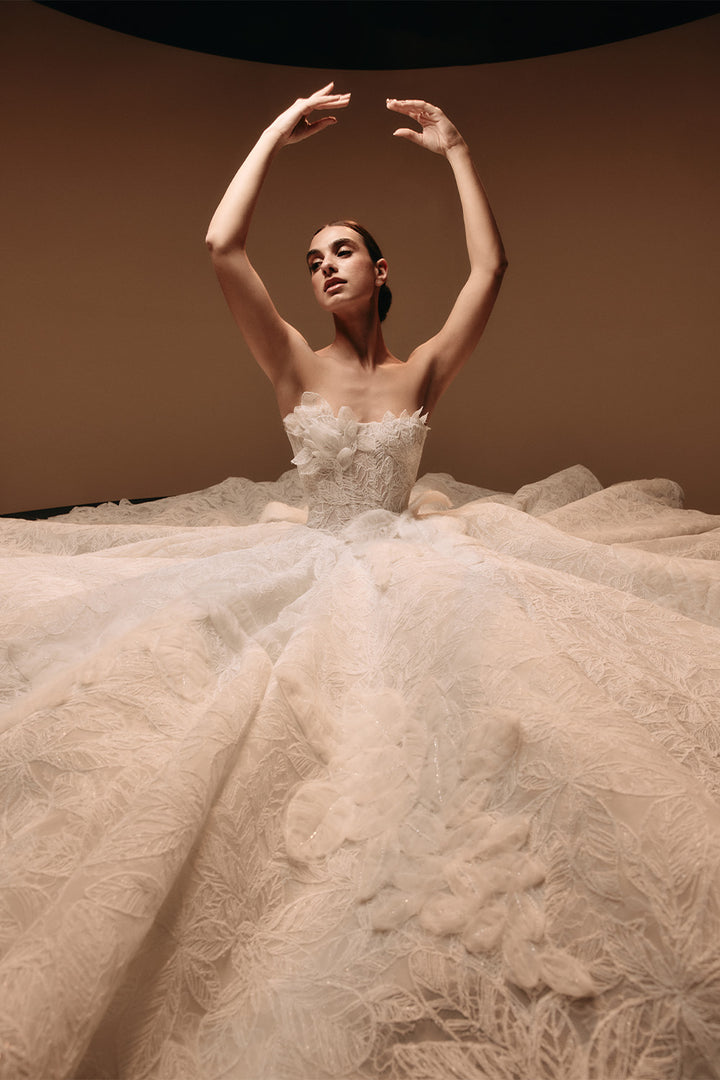 Kristie Romanos, Belle, Sculpted Floral Ball Gown | Esposa