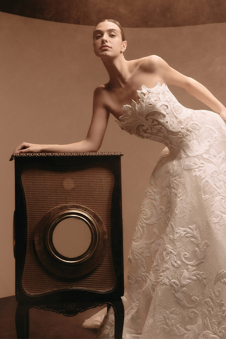 Kristie Romanos, Bernadette, Baroque Lace A-Line Gown | Esposa