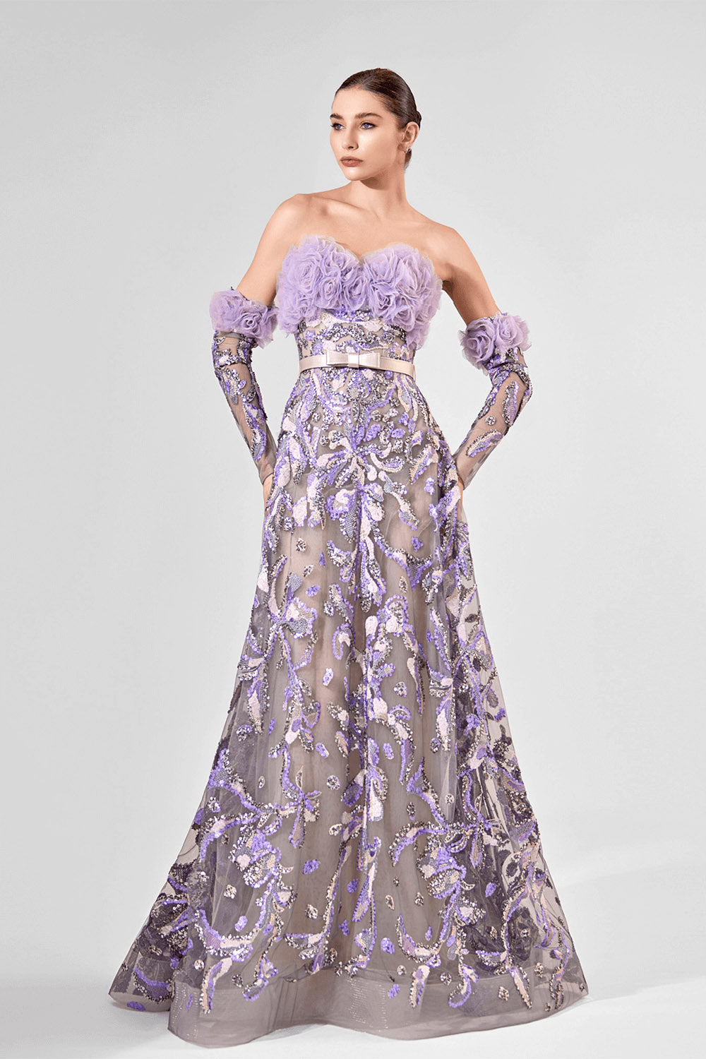 Bilal El Dana, 3D Floral Long Gown | Esposa