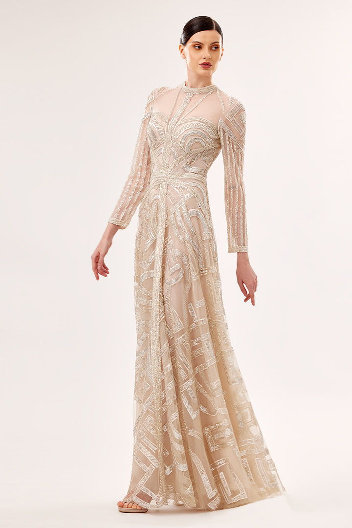 Bilal El Dana, Architectural Embroidered Gown | Esposa
