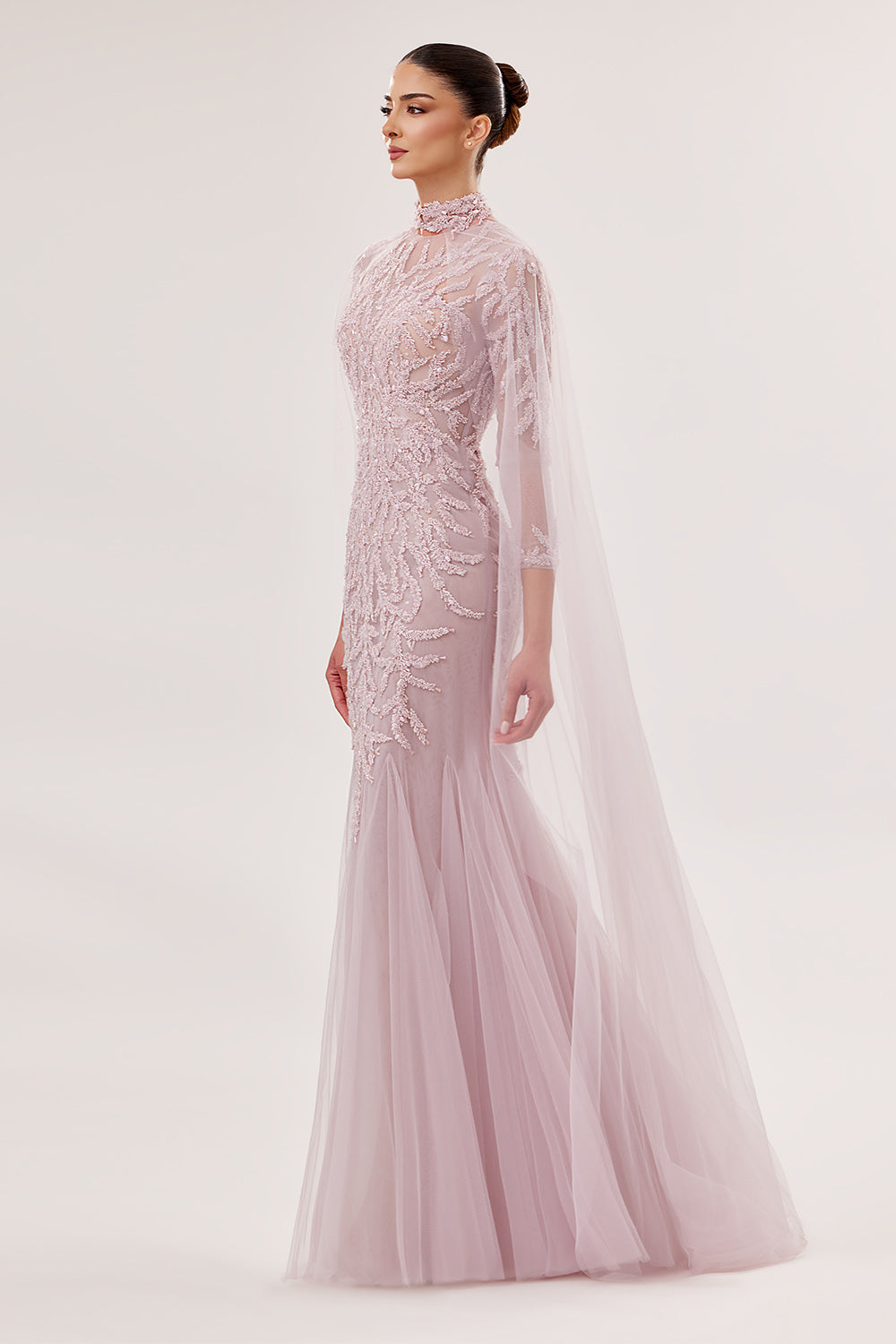 Bilal El Dana, Beaded High-Neck Tulle Gown | Esposa