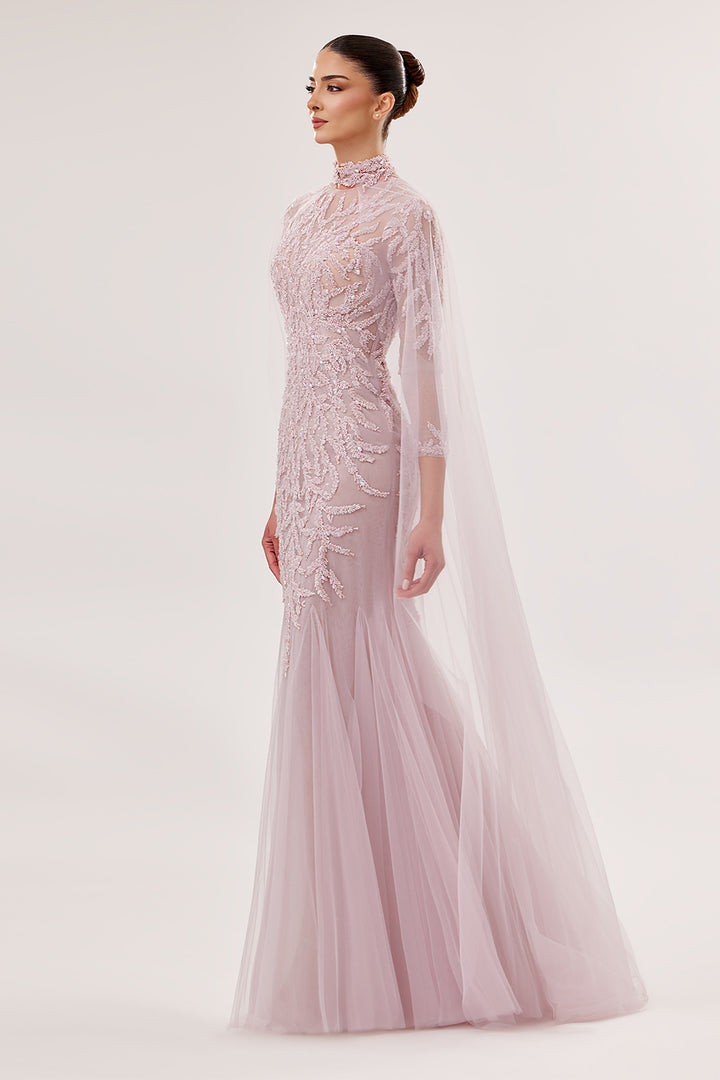 Bilal El Dana, Beaded High-Neck Tulle Gown | Esposa