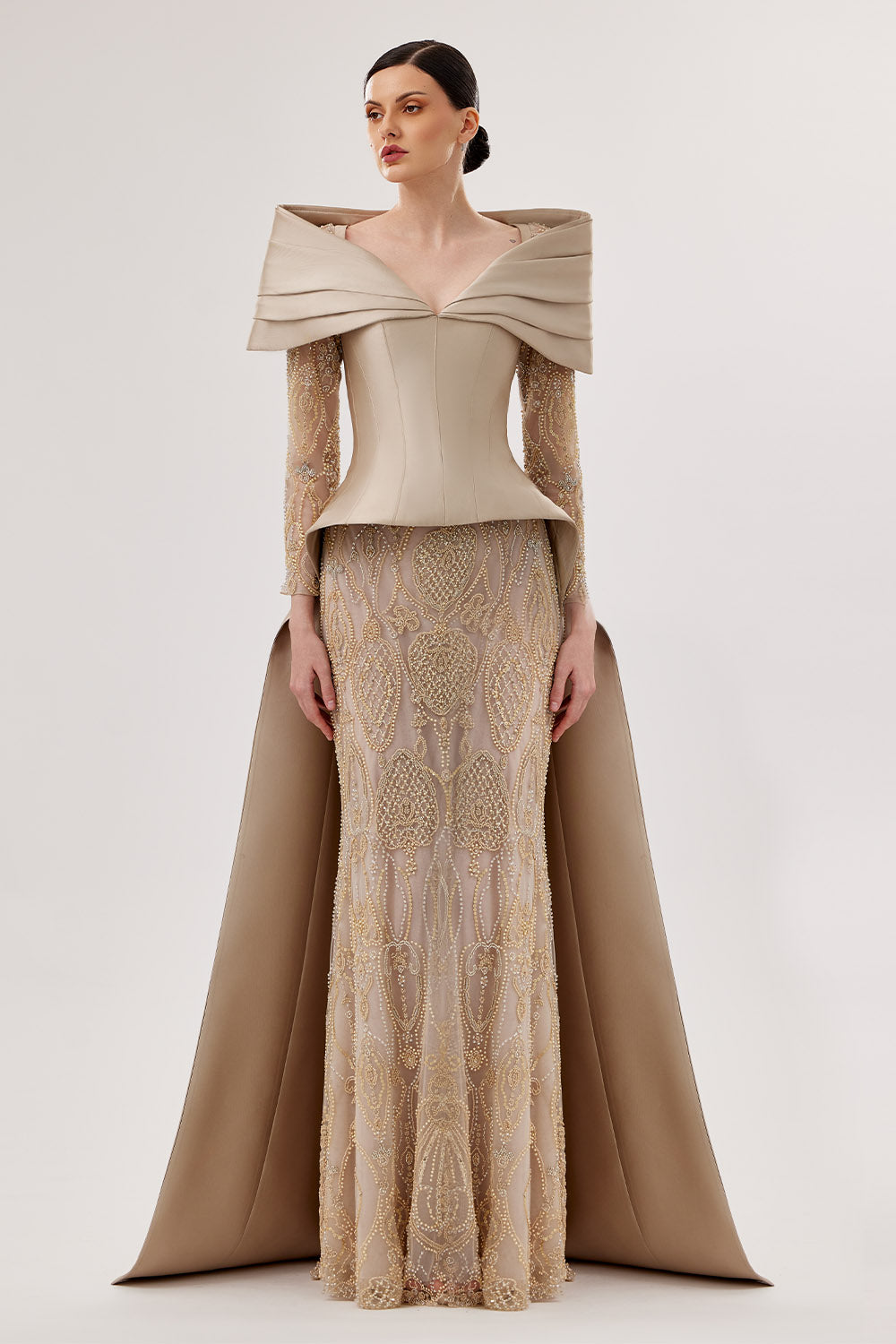 Bilal El Dana, Sculpted Corset Embroidered Gown | Esposa