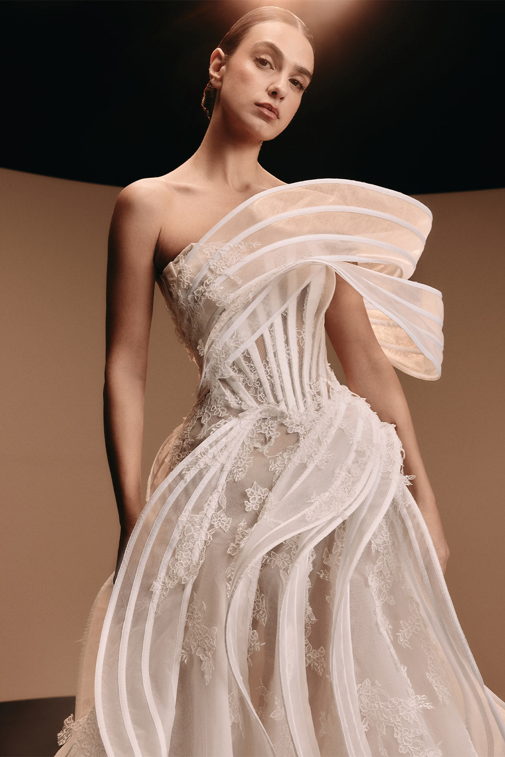 Kristie Romanos, Blanche, Architectural Wave A-Line Gown | Esposa
