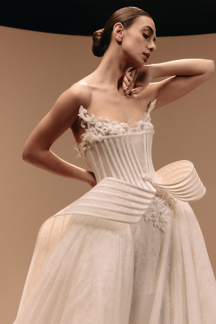Kristie Romanos, Blandine, Pleated Corset A-Line Gown | Esposa