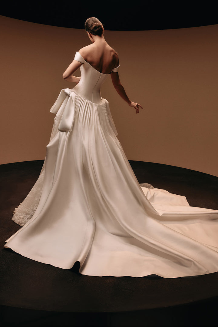 Kristie Romanos, Brenda, Draped Waist A-Line Gown | Esposa