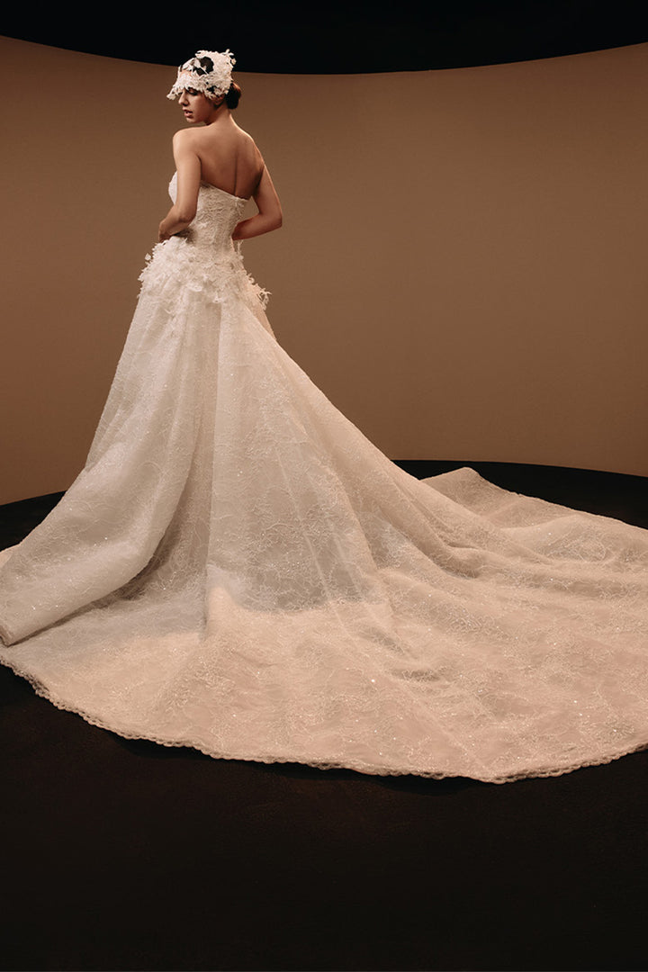 Kristie Romanos, Brunette, Lace Overlay A-Line Gown | Esposa