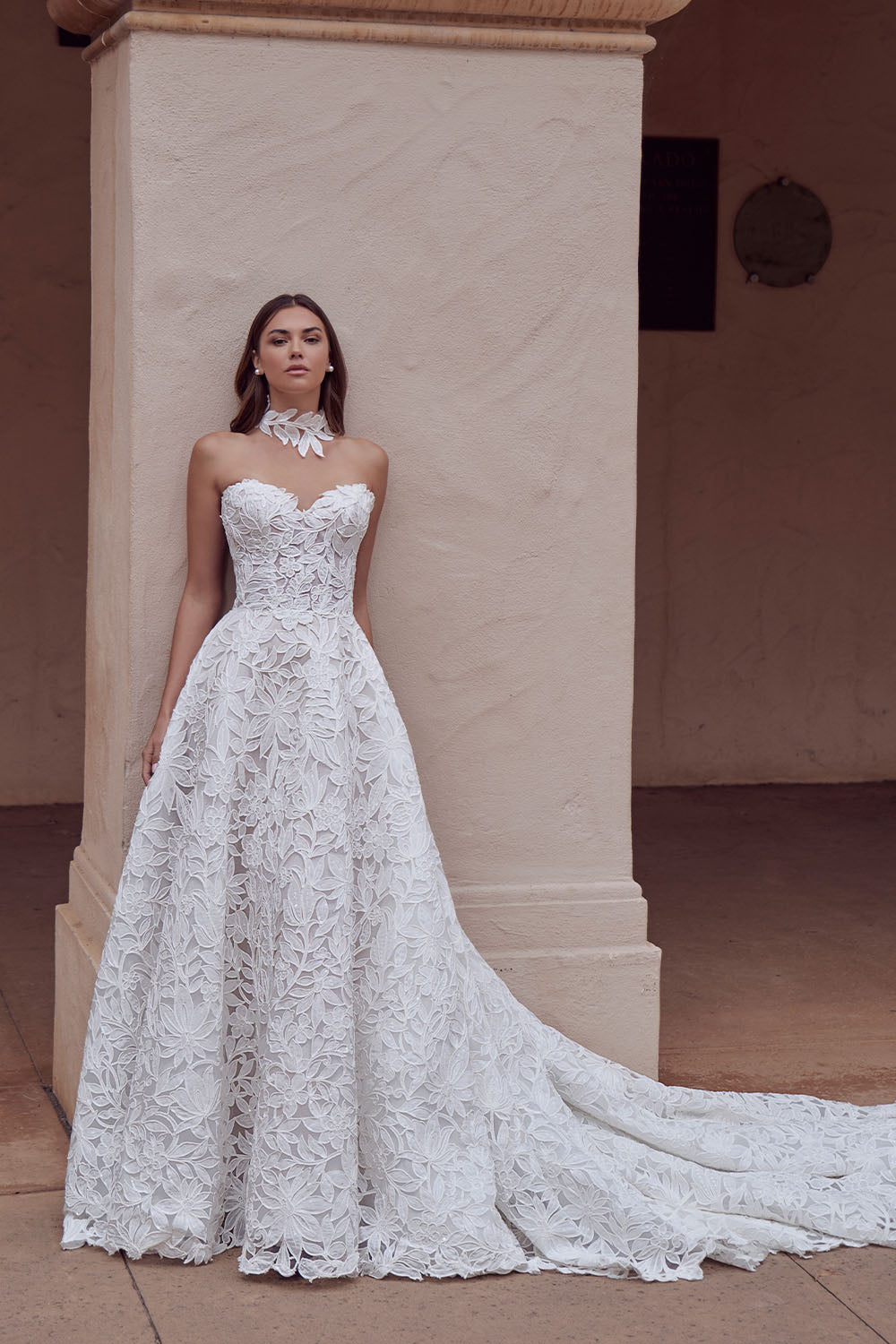 Calla Blanche, Enchanting Botanical Lace A-Line Gown | Esposa