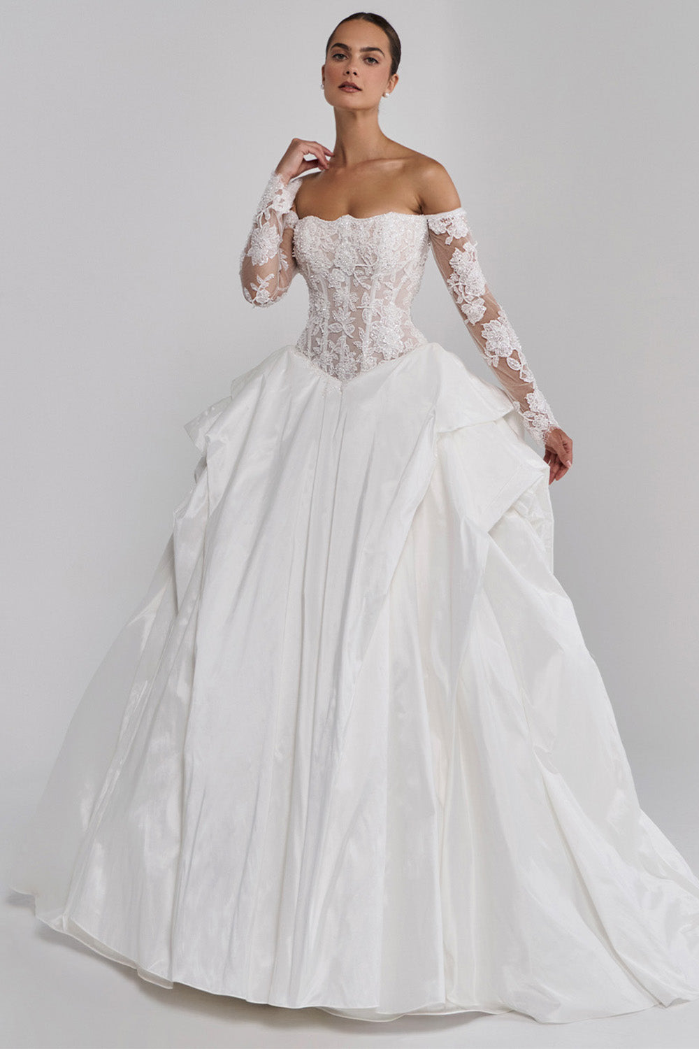 Calla Blanche, Graceful Lace Corset Ballgown Dress | Esposa
