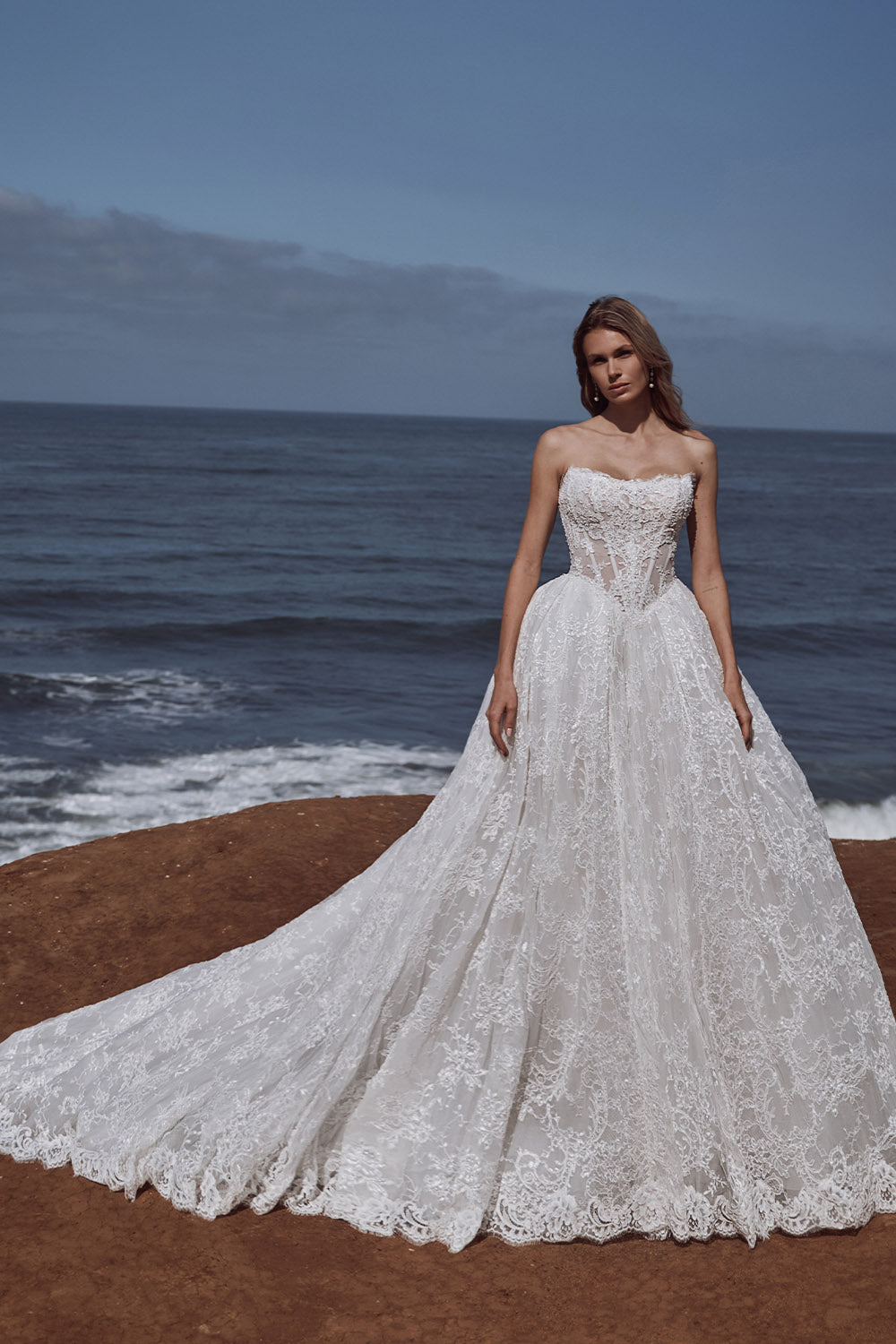 Calla Blanche, Opulent Basque-Waist Lace Ball Gown | Esposa