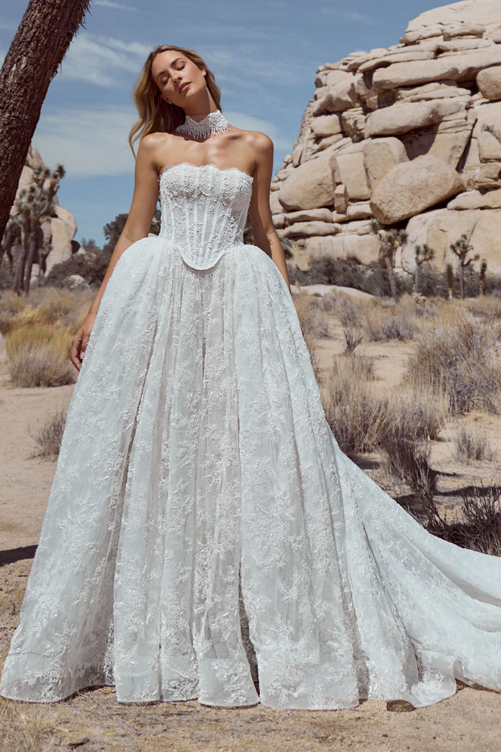 Calla Blanche, Radiant Lace Corset Ballgown Dress | Esposa