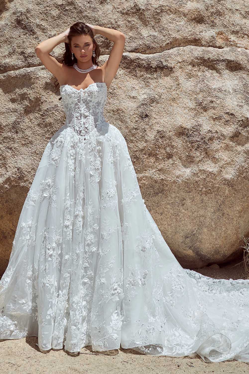 Calla Blanche, Romantic Lace Corset Ballgown Dress | Esposa
