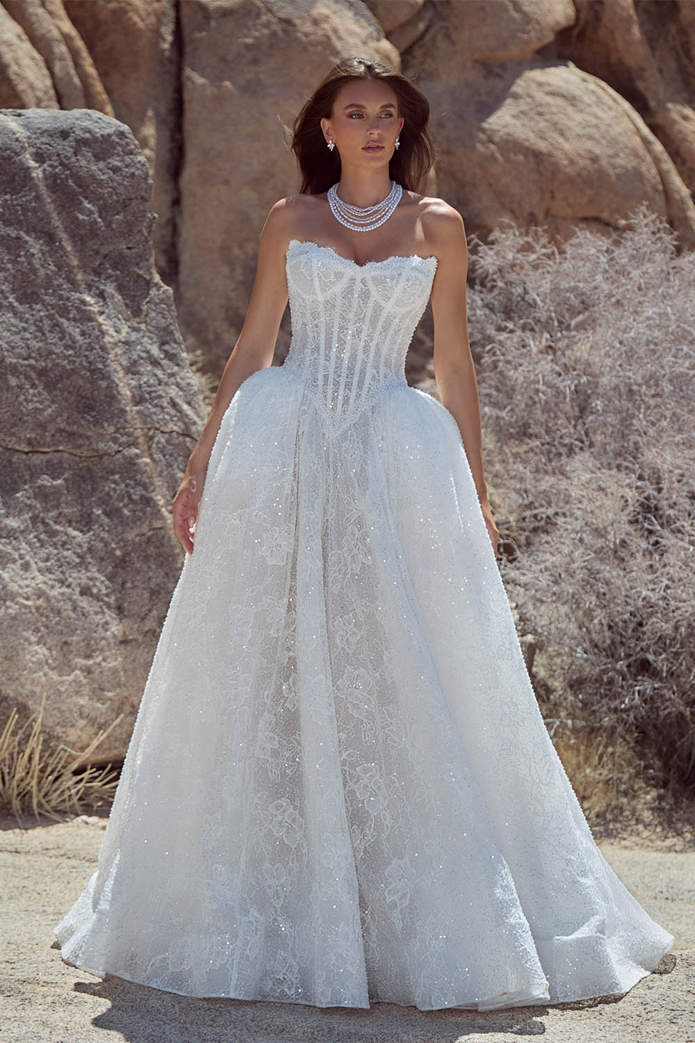 Calla Blanche, Sculpted Corset Lace Ballgown Dress | Esposa