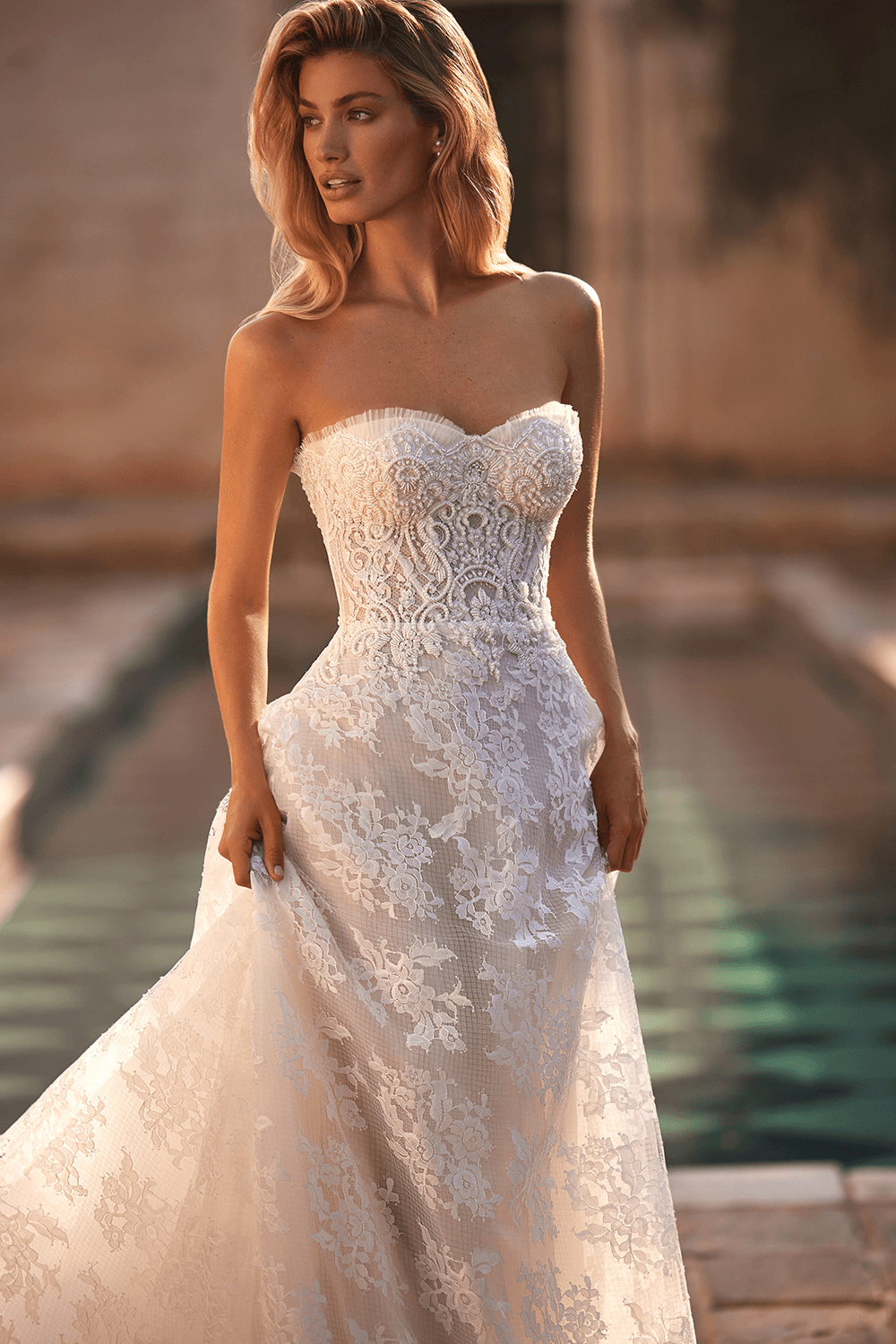 Milla Nova, Strapless Lace Dress | Esposa