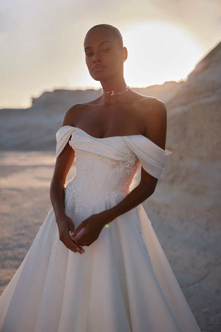 Eva Lendel, Classic Off Shoulder Gown | Esposa