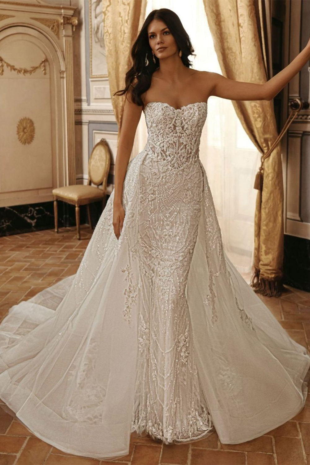 Elysee, Emori, Glistening Beaded-Lace Mermaid Dress | Esposa