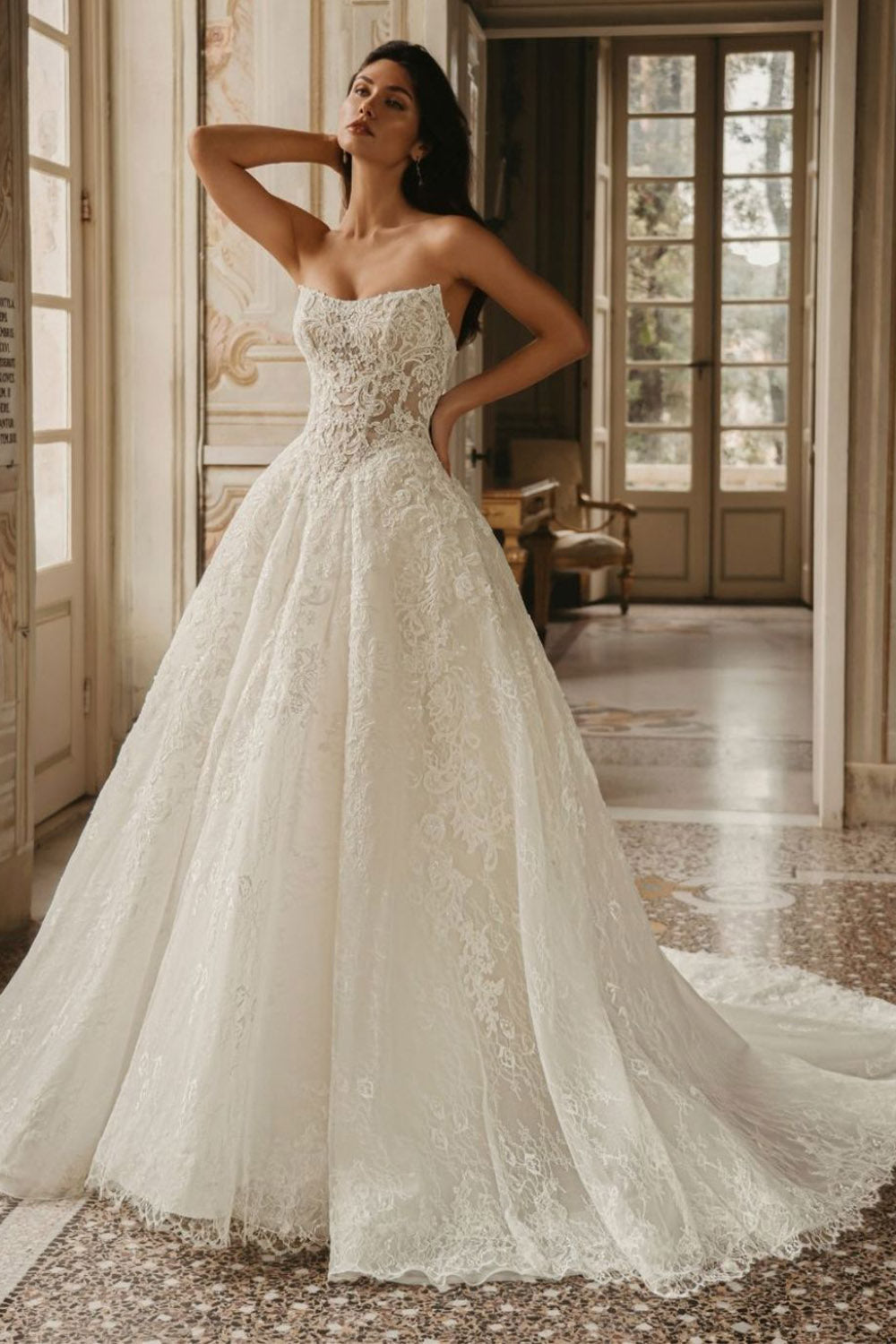 Enzoani, West, Magnificent Strapless Lace Ball Gown | Esposa