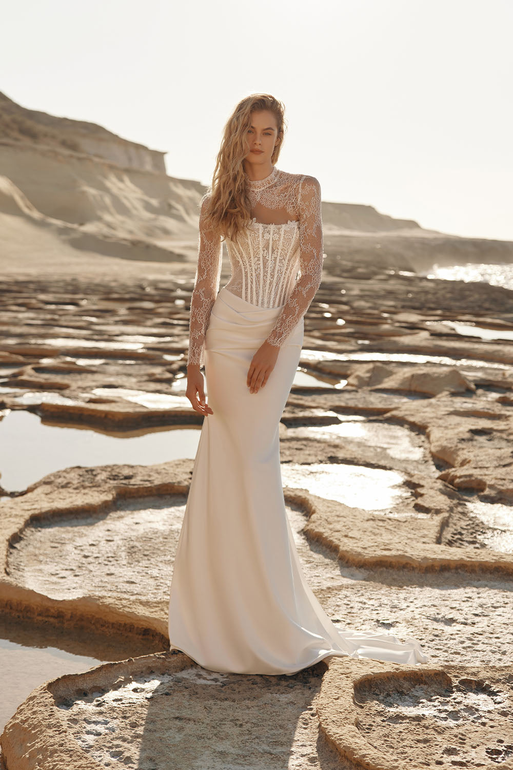 Eva Lendel, Kilian, Graceful High Neck Lace Bridal Gown | Esposa