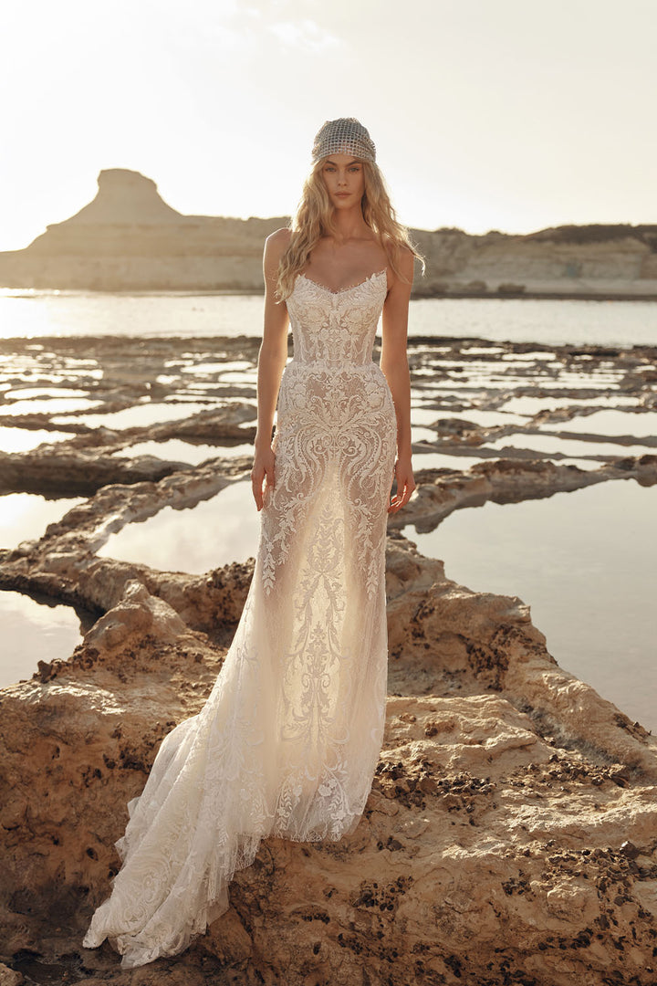 Eva Lendel, Moonlit, Lace Embellished Fit-and-Flare Bridal Gown | Esposa