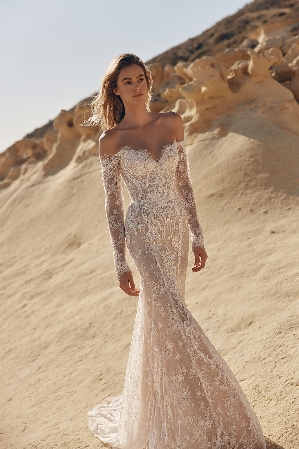 Eva Lendel, Widian, Soft Lace Off-Shoulder Bridal Gown | Esposa