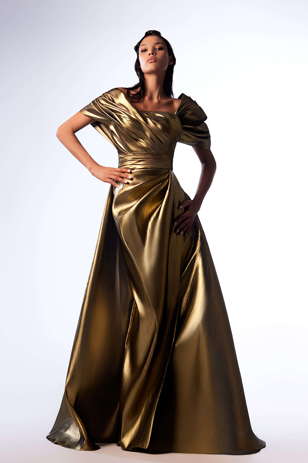 Gaby Charbachy, Gold Metallic Dress | Esposa