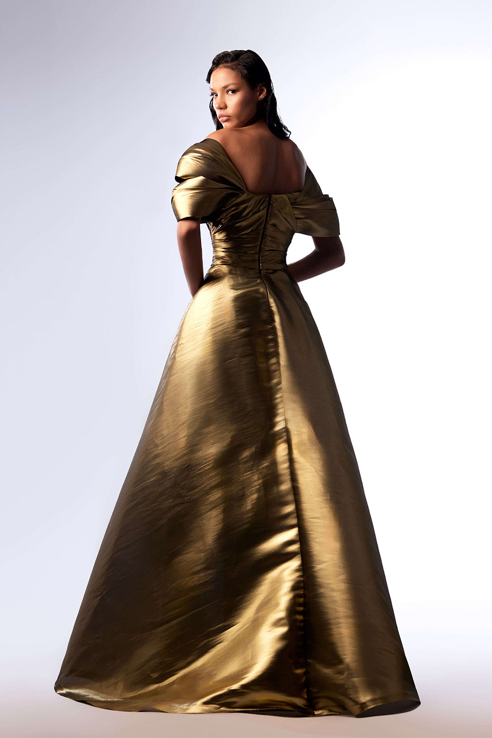 Gaby Charbachy, Gold Metallic Dress | Esposa