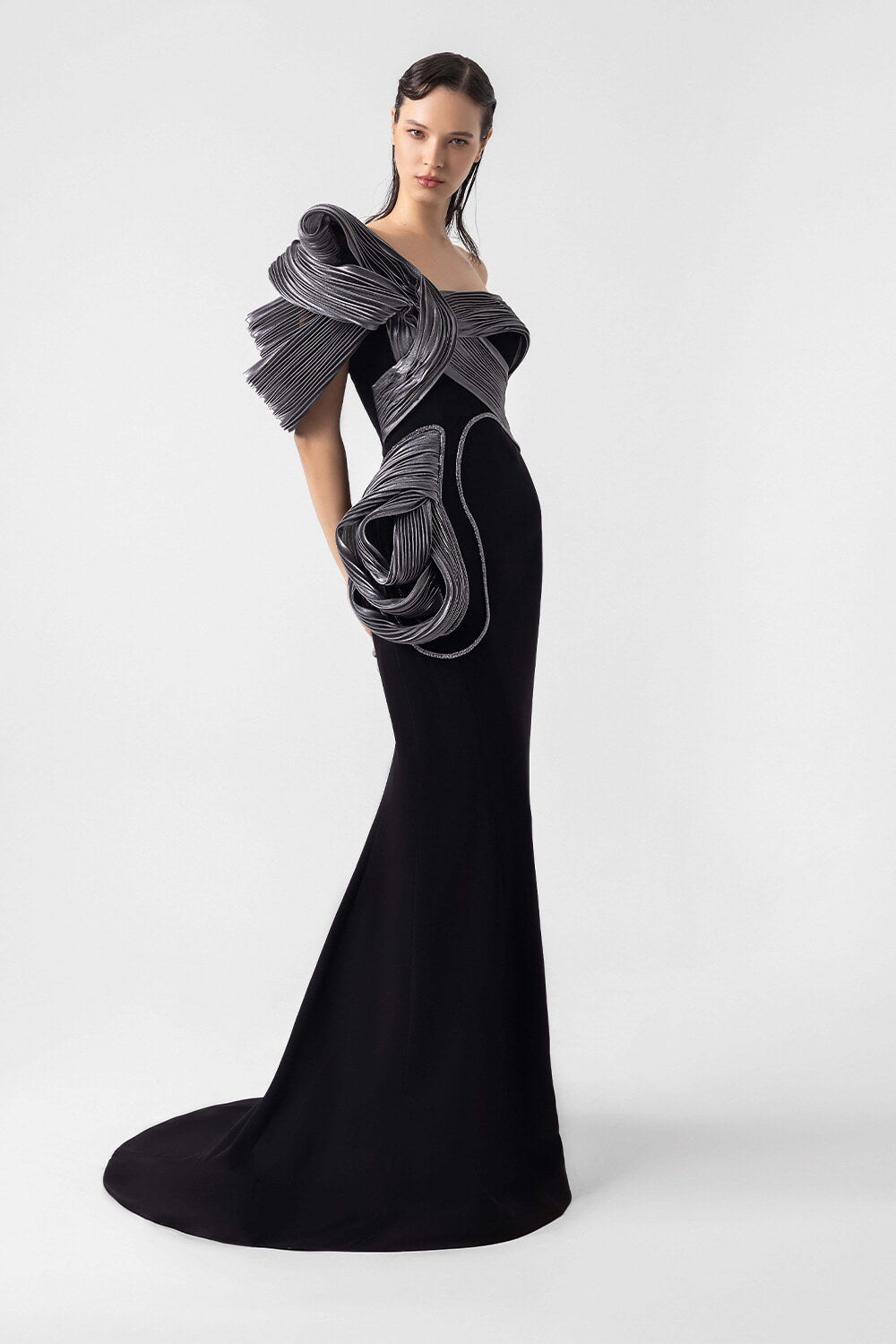 Gaby Charbachy, Dress With Metallic Plisse | Esposa