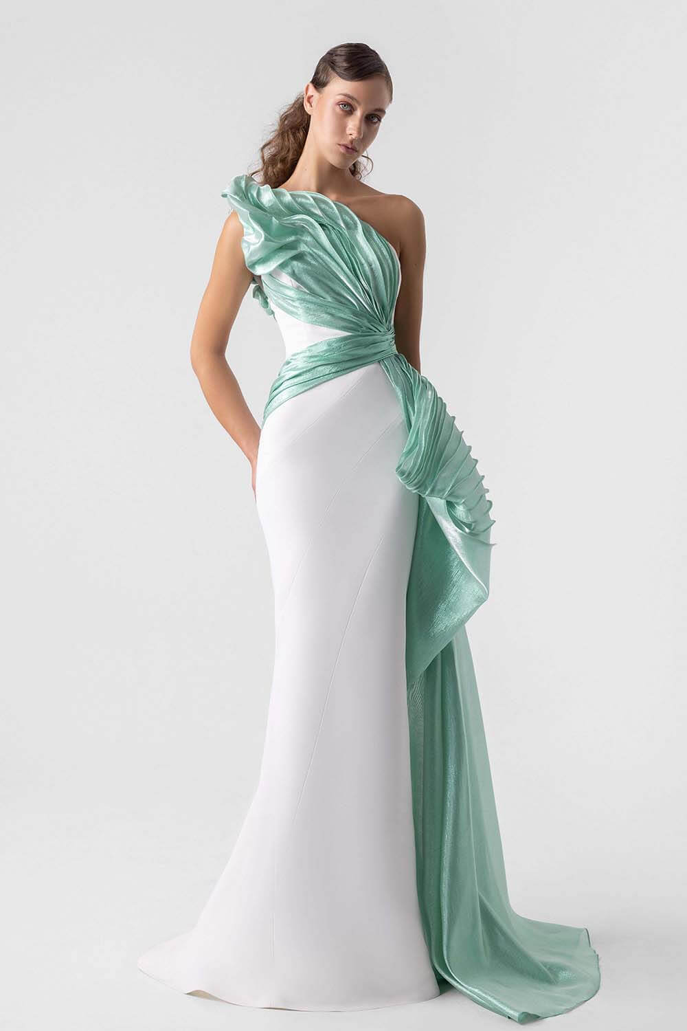 Gaby Charbachy, Asymmetrical Neckline Dress | Esposa