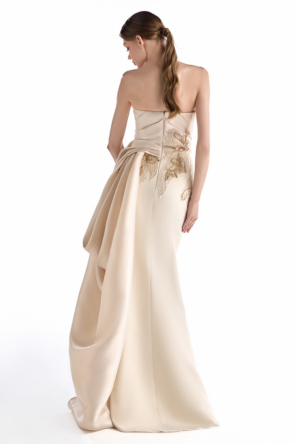 Gaby Charbachy, Regal Embroidered Draped Gown | Esposa