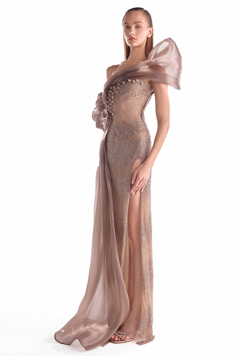 Gaby Charbachy, Crystal-Embellished One-Shoulder Evening Dress | Esposa