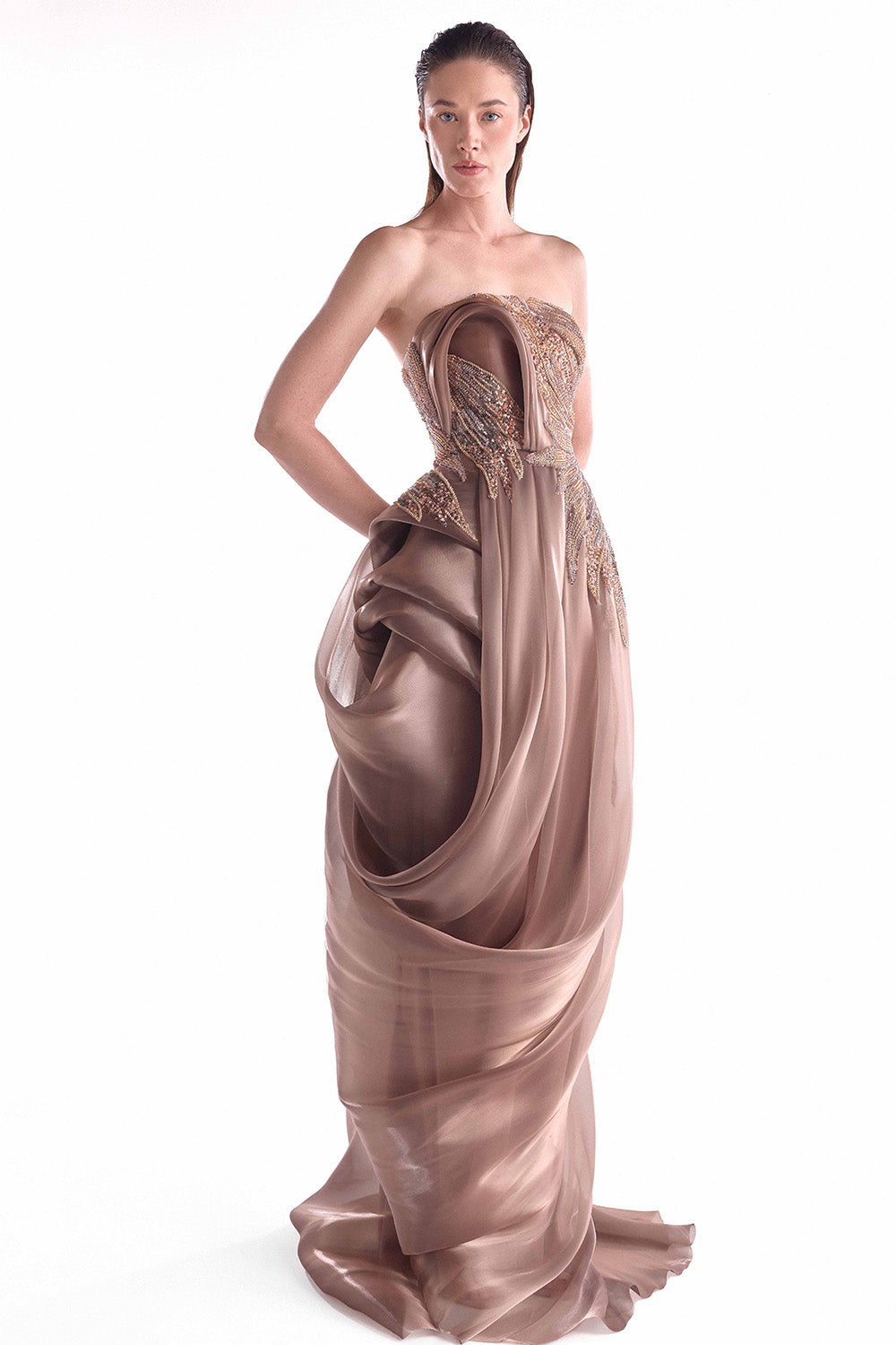 Gaby Charbachy, Draped Sculptural Evening Dress | Esposa