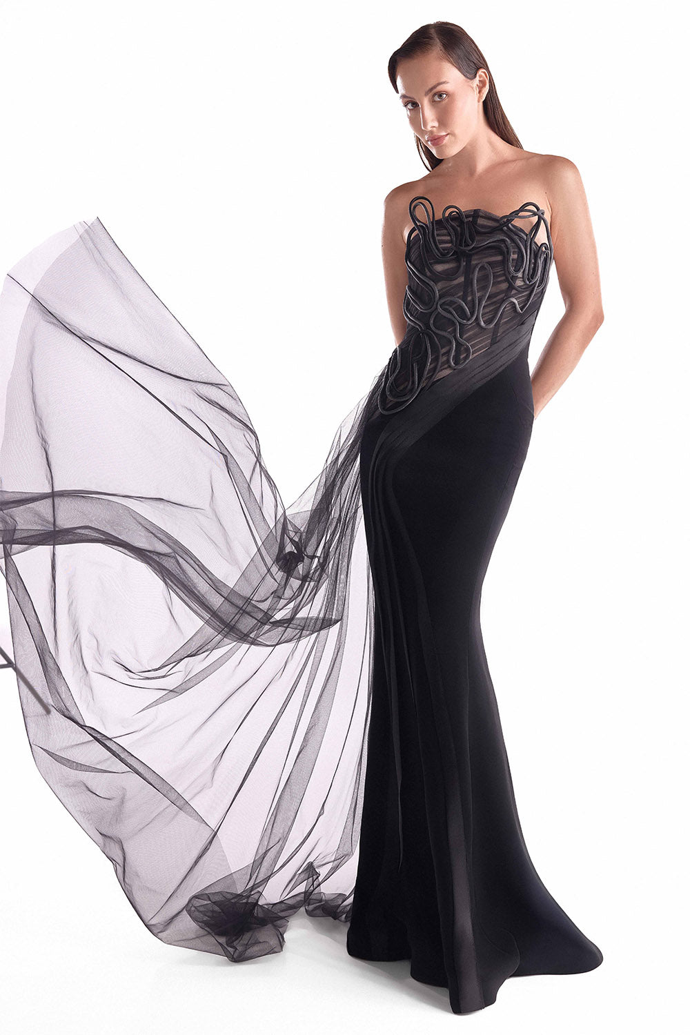 Gaby Charbachy, Draped Strapless Mermaid Dress