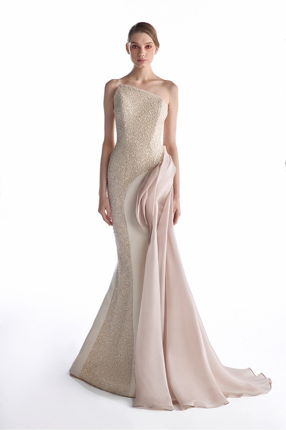 Gaby Charbachy, Elegant Asymmetric Embellished Gown | Esposa