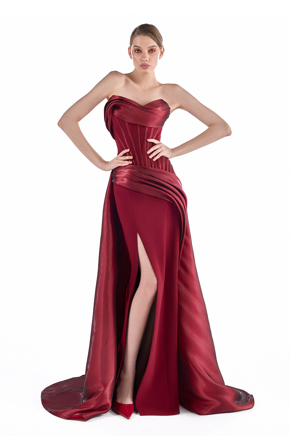 Gaby Charbachy, Elegant Sculptural Satin Gown | Esposa