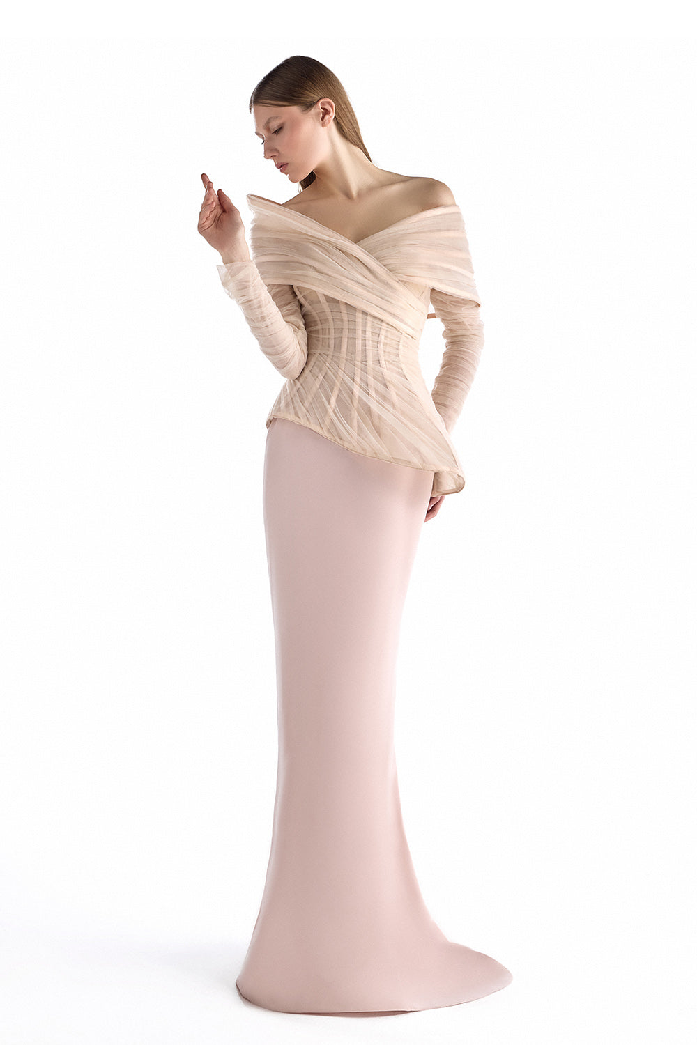 Gaby Charbachy, Ethereal Draped Illusion Gown | Esposa