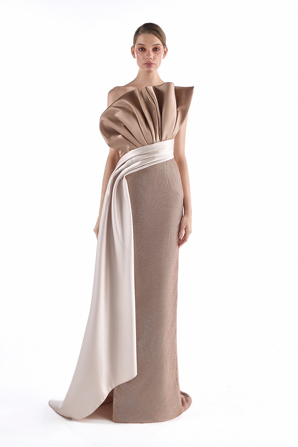 Gaby Charbachy, Sculptural Draped Satin Gown | Esposa