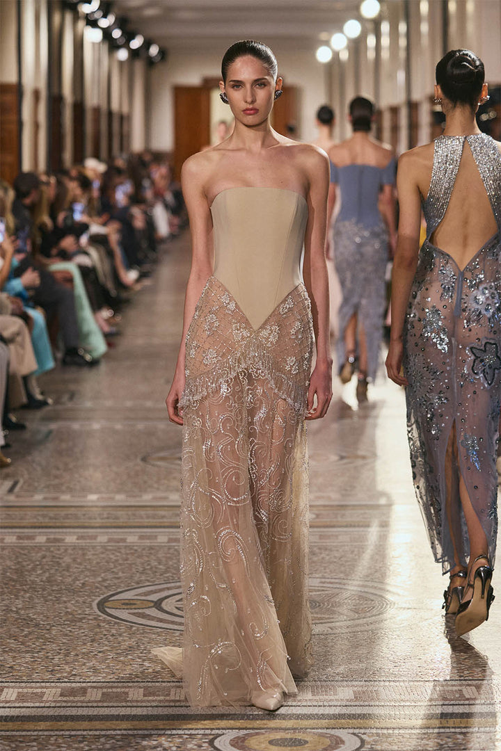 Georges Hobeika, Strapless Embellished Illusion Gown | Esposa